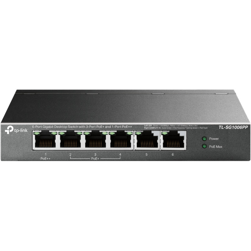 TP-Link 6-Port Gigabit Desktop Switch with 3-Port PoE+ and 1-Port PoE++ TP-Link 6-Port Gigabit Desktop Switch with 3-Port PoE+ and 1-Port PoE++